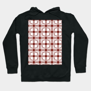 Festive Farmhouse Holly Berry Checkerboard - Deep Red -  Cozy Winter Collection Hoodie